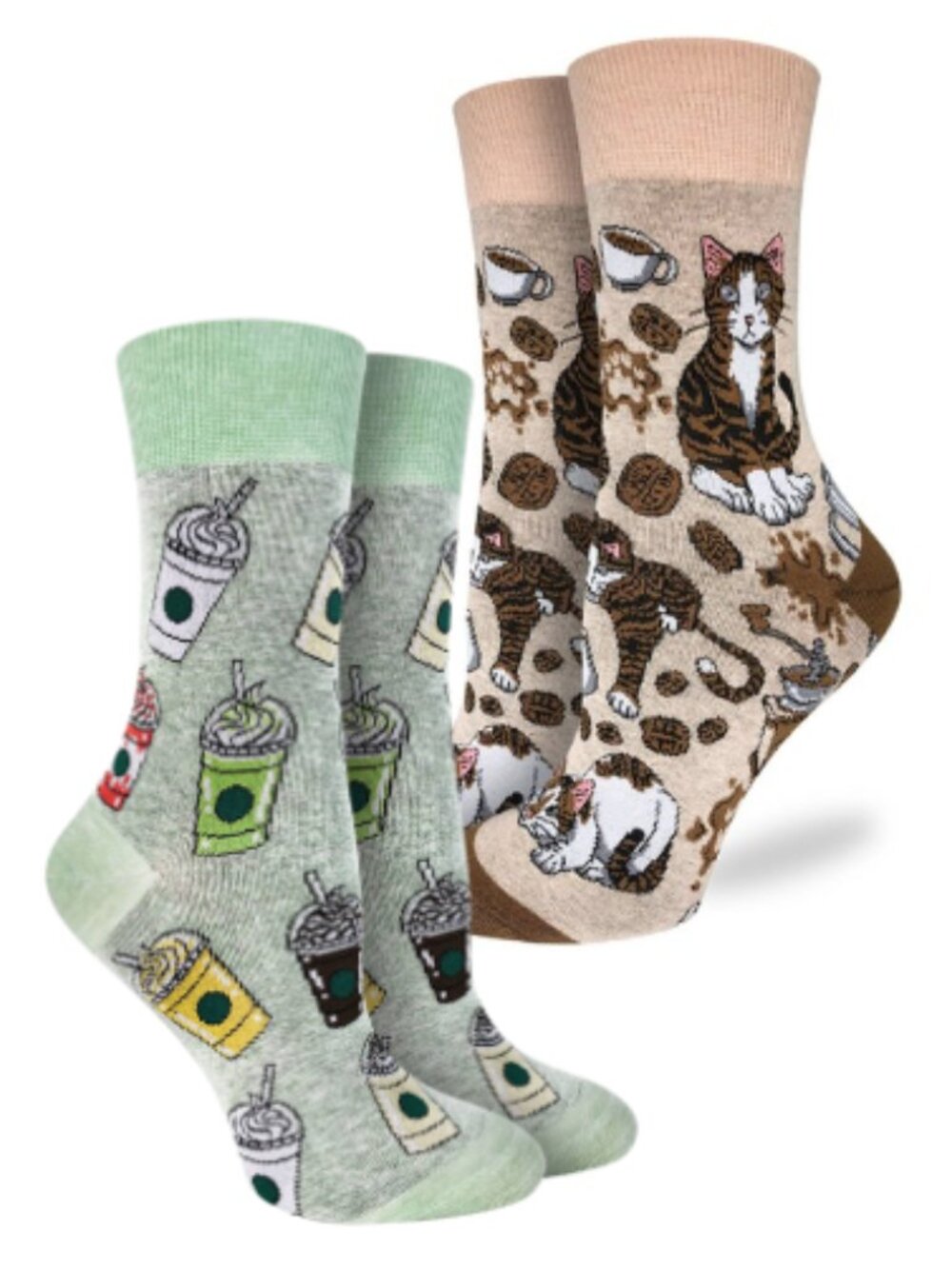 Women's Good Luck Sock Crew Socks | Coffee Cats Socks | NWT